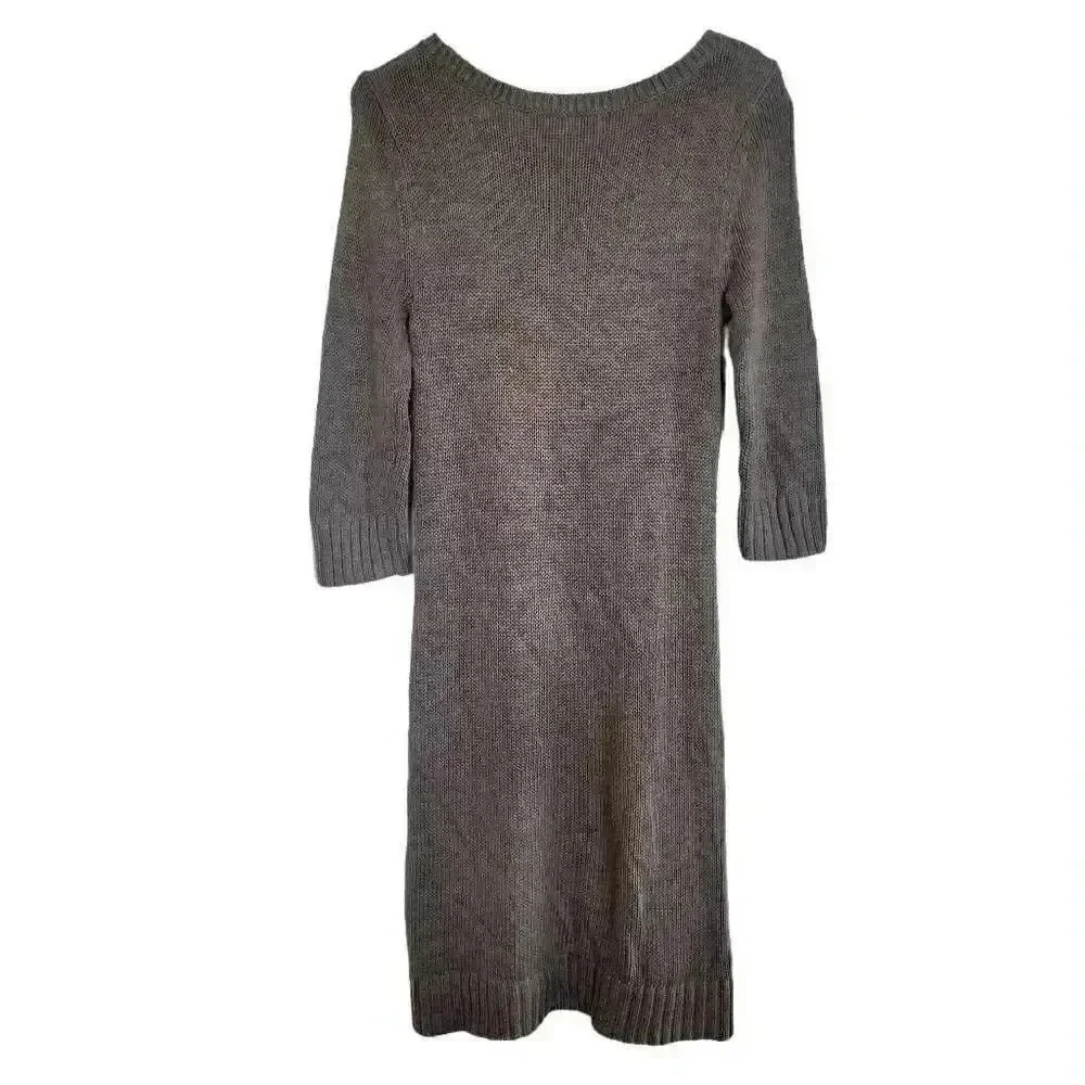 Banana Republic Women's Gray Cotton/Rayon/Nylon Cable Knit Scoop Neck 3/4 Sleeve - Picture 11 of 14